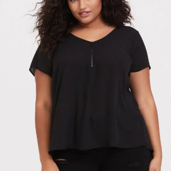 Torrid Georgette Zip-Front Blouse - Picture 1 of 9